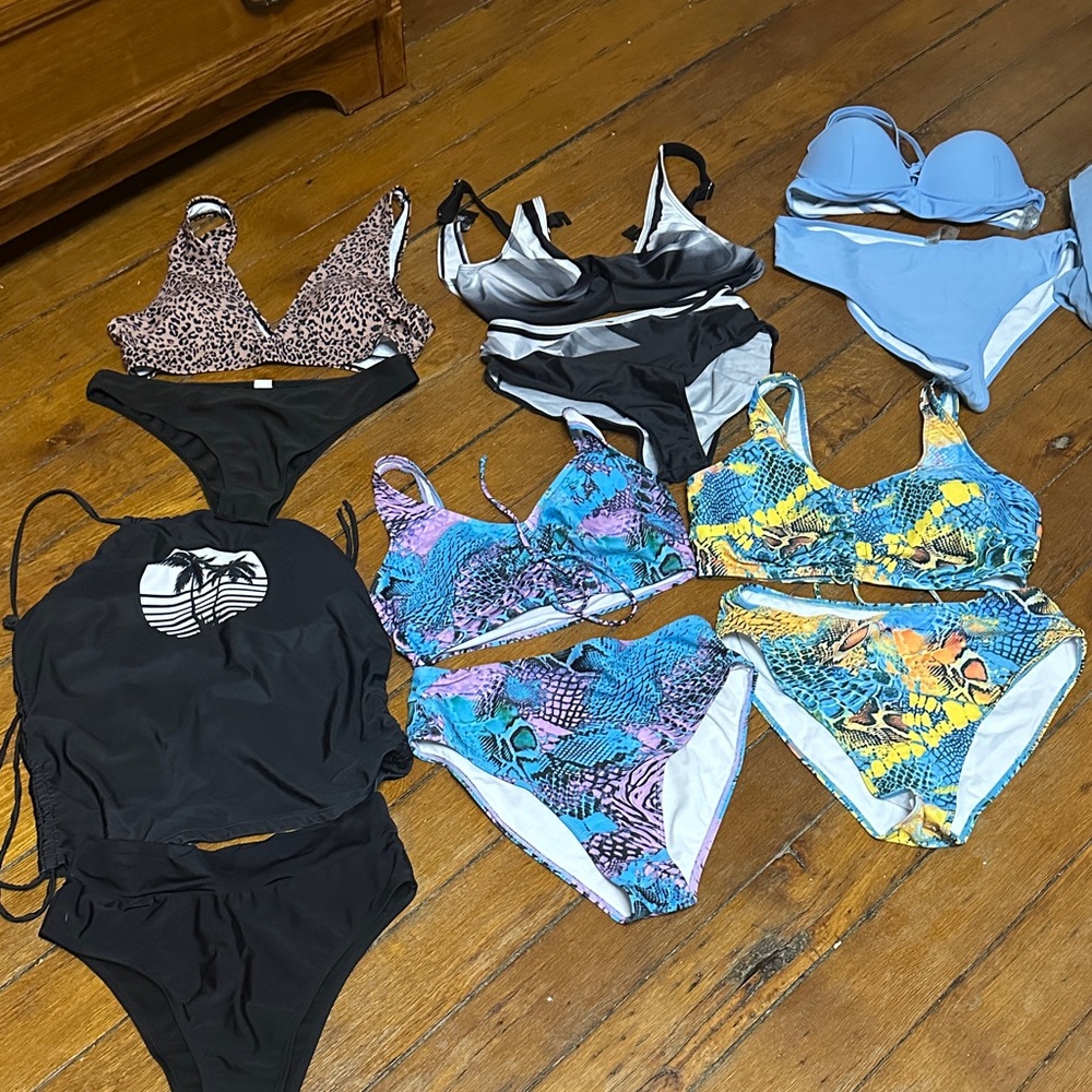 Assorted Women's Bikini Lot - Blue, Black, Purple, Yellow Prints